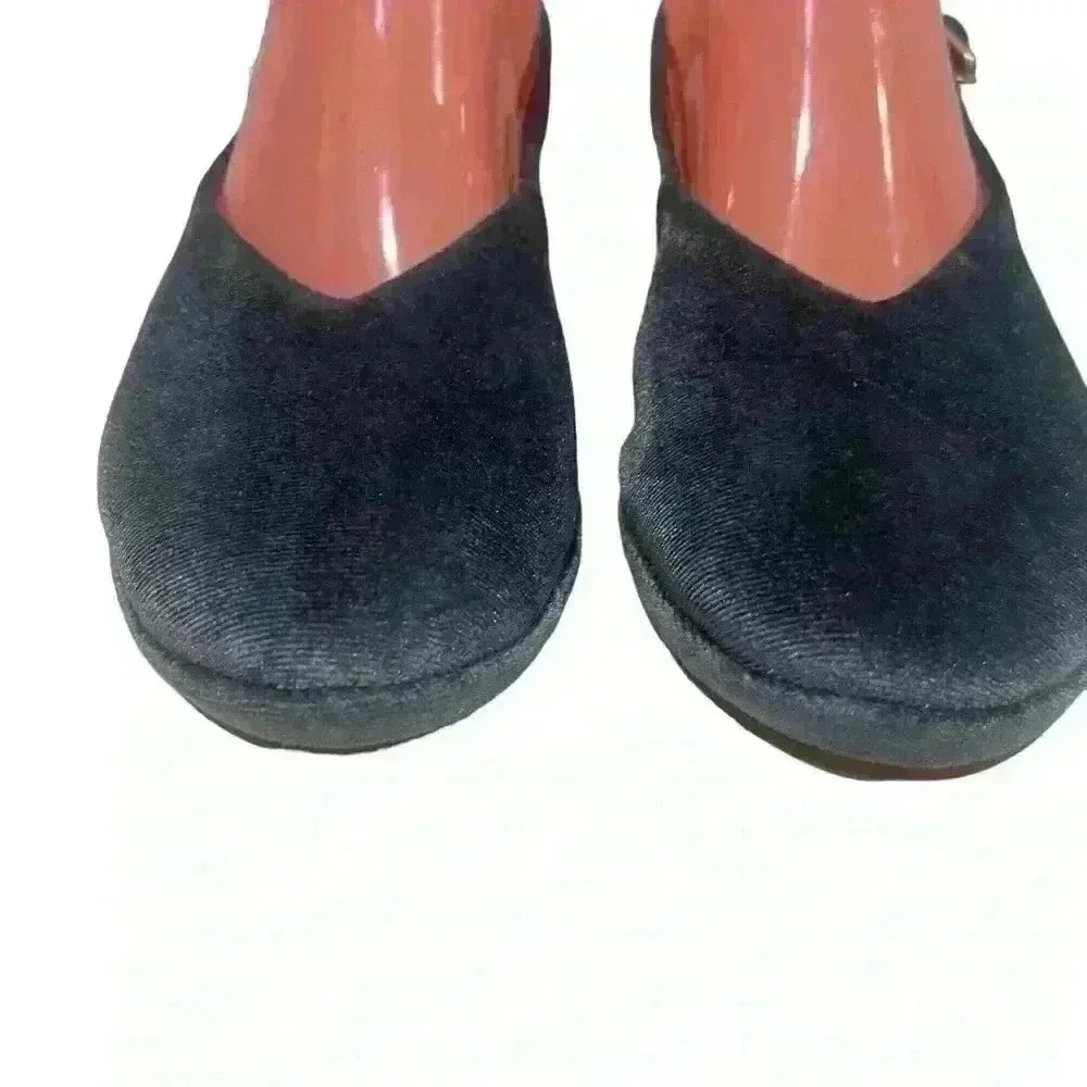 Gentle Souls by Kenneth Cole Noemi Blue Velvet Slingback Demi Wedge Sandals 8.5 - Picture 5 of 10